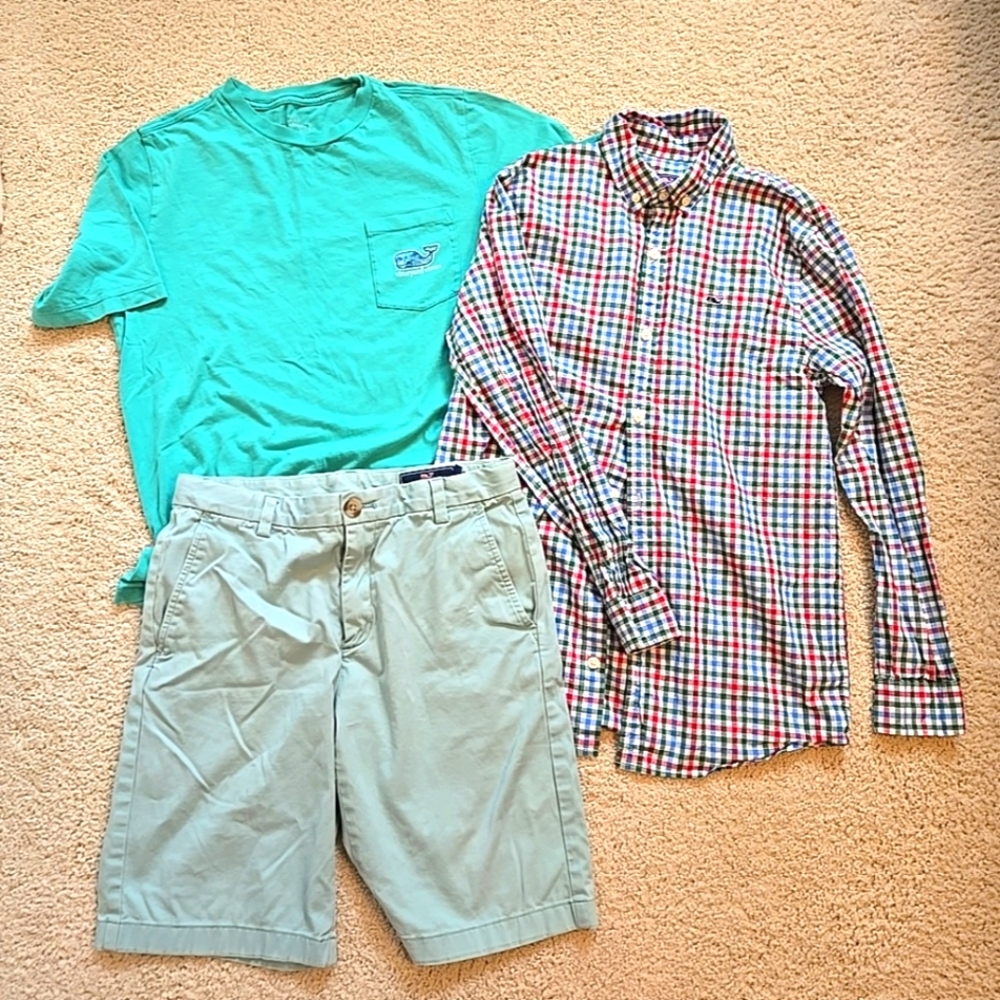 Boys lot Of 3 Vineyard Vines Long Sleeve Shirt Tshirt And Shorts